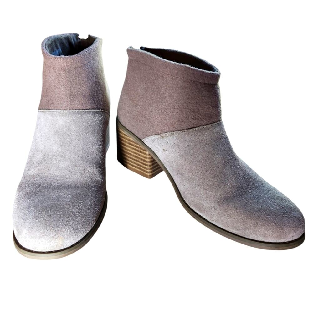 Toms Lacy bootie women's suede and felt desert taupe size 6.5